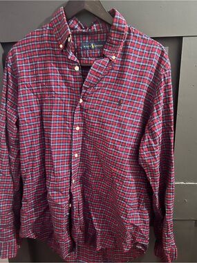 Ralph Lauren Red and Blue Plaid Button-Down Shirt